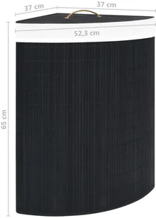 vidaXL Bambusowy kosz na pranie, narożny, czarny, 60 L vidaXL - Kosze na bieliznę - miniaturka - grafika 8