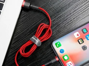 Baseus Kabel Baseus Cafule USB Lightning do iPhone iPad iPod 2A 3m Czerwony CALKLF-R09 - Adaptery i przejściówki - miniaturka - grafika 5