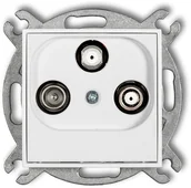 Gniazdka elektryczne - Karlik Gniazdo antenowae RTV + 2x SAT MINI Biały MGSN - miniaturka - grafika 1