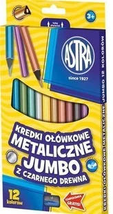 Astra Kredki ołówkowe okrągłe metaliczne jumbo - 12 kolorów z temperówką [opakowanie=12szt] 00109AST - Przybory szkolne - miniaturka - grafika 2