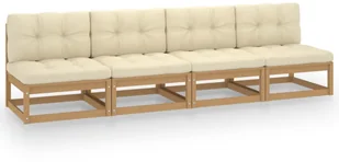VidaXL 4-osobowa sofa z poduszkami, lite drewno sosnowe 3076392 - Sofy ogrodowe - miniaturka - grafika 2