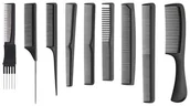 Grzebienie fryzjerskie - Fox zestaw grzebieni Line BLACK 9 szt + etui - miniaturka - grafika 1