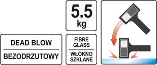 YATO MŁOT GUMOWY BEZODRZUTOWY 5,5 KG TRZON Z WŁÓKNA SZKLANEGO YT-46273 YT-46273 - Młotki - miniaturka - grafika 3