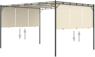 vidaXL Altana ogrodowa z zasłoną boczną, 4 x 3 x 2,25 m, kremowa 47994 - Altany ogrodowe - miniaturka - grafika 6