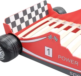 vidaXL Łóżko dziecięce w kształcie samochodu, 90x200 cm, czerwone vidaXL - Łóżka dla dzieci i młodzieży - miniaturka - grafika 12