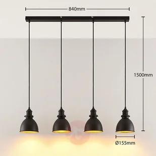 Lampenwelt com Jasminka 4-punktowa lampa wisząca, czarno-złota - Lampy sufitowe - miniaturka - grafika 3