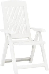 vidaXL Rozkładane krzesła do ogrodu, 2 szt., plastikowe, białe - Fotele i krzesła ogrodowe - miniaturka - grafika 2