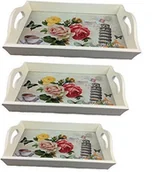 Tace i patery - GMMH drewniana taca Pisa 3-częściowy zestaw ln47  4 taca na kołdrę taca do serwowania taca drewniana taca do serwowania - miniaturka - grafika 1