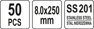 Yato OPASKI ZACISKOWE ZE STALI NIERDZEWNEJ 8.0X250MM 50SZT - Narzędzia warsztatowe - miniaturka - grafika 5