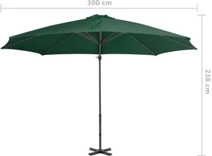 vidaXL Parasol wiszący z aluminiowym słupkiem, 300 cm, zielony - Parasole ogrodowe - miniaturka - grafika 8