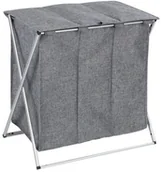 Pojemniki łazienkowe - Wenko Kosz na pranie TRIO TOP kolor szary 3 komory 62094100 - miniaturka - grafika 1