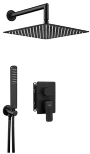 Deante Hiacynt Zestaw prysznicowy podtynkowy z deszczownicą czarny BXYZNQHM - Zestawy prysznicowe - miniaturka - grafika 3