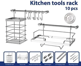 KingHoff Metlex Lumarko Reling kuchenny 10 elementowy metlex mx-4540 srebrny MX-4540 - Przybory do gotowania - miniaturka - grafika 4