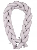 Ochraniacze do łóżeczka - Ochraniacz Warkocz satynowy szary długość 200cm - miniaturka - grafika 1