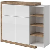 Komody - Helvetia Wysoka Komoda SINTRA 45 Dąb Samdal + Biały 24BSKS45 - miniaturka - grafika 1