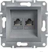 Gniazdka elektryczne - Schneider Asfora gniazdo komputerowe podtynkowe podwójne kategoria 5e UTP stalowe EPH4400162 - miniaturka - grafika 1