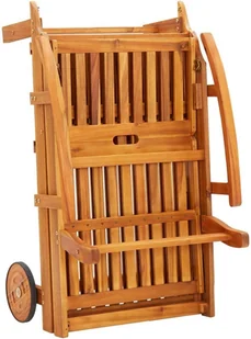 vidaXL Ogrodowy leżak ze stolikiem i poduszką, lite drewno akacjowe 3061627 - Leżaki ogrodowe - miniaturka - grafika 6