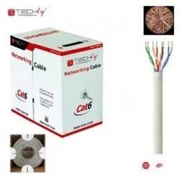Techly techly Kabel instalacyjny skrętka UTP Cat6 4x2 drut 100% miedź 305m szary (305540) - Kable światłowodowe - miniaturka - grafika 4