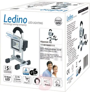 Ledino Reflektor akumulatorowy Köpenick 102 2,2Ah LED 10W - Oświetlenie warsztatowe - miniaturka - grafika 2