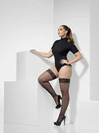 Stroje karnawałowe - Smiffys smiffys damskie sieć rybacka samonośne pończochy z koronki i silikonu, One Size, czarnym,,,,, 43554 - miniaturka - grafika 1