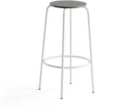 Taborety i hokery - AJ Produkty Stołek barowy TIMMY, rama biały, siedzisko ciemnoszary, 730 mm - miniaturka - grafika 1