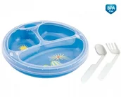 Zestawy naczyń dla dzieci - Canpol babies CANPOL TALERZ PODGRZEWANY Z PODZIAŁKĄ I SZTUĆCAMI KOLOROWE ZWIERZĘTA CAN 74/005 - miniaturka - grafika 1