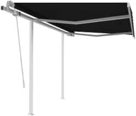 Markizy - VidaXL Lumarko Ręcznie zwijana markiza ze słupkami, 3,5x2,5m, antracytowa - miniaturka - grafika 1
