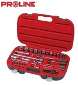 Zestawy narzędziowe - Proline Zestaw zestaw nasadek 1/4 i 1/2 55szt. 4-32mm, CrV 58755 - miniaturka - grafika 1