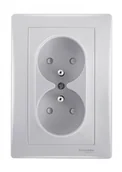 Gniazdka elektryczne - Schneider Electric Schneider Sedna aluminium gniazdo podwójne z przesłonami +0) SDN2800660 - miniaturka - grafika 1