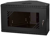 Szafy rack - StalFlex Szafa narożna 19" 6U 330mm drzwi szklane czarna CRC19-6U-330GB - miniaturka - grafika 1