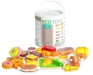 Zabawki AGD - EcoToys Drewniane jedzenie do krojenia 23szt - miniaturka - grafika 1