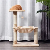 Drapaki dla kotów - PawHut DRAPAK ZE SŁUPKIEM SIZALOWYM I HAMAKIEM płyta wiórowa kremowy 50 x 36 x 70 cm - miniaturka - grafika 1