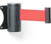 Wyposażenie miejsc publicznych - AJ Produkty Uchwyt z taśmą, montaż do ściany, 2300 mm, czarny, taśma czerwona - miniaturka - grafika 1