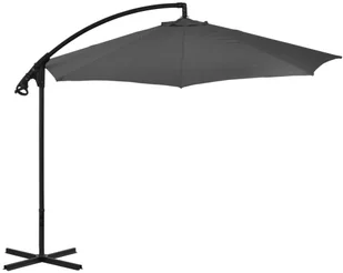 vidaXL Parasol wiszący ze stalowym słupkiem, 300 cm, antracytowy - Parasole ogrodowe - miniaturka - grafika 3