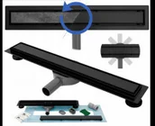 Odpływy liniowe - REA -G0999 Neo&Pure 500 N PRO Black Odpływ liniowy + syfon + nóżki + mankiet uszczelniający - miniaturka - grafika 1