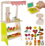 Zabawy w naśladowanie dorosłych - Sklep Supermarket Drewniany Stragan Dzieci + Kasa - miniaturka - grafika 1