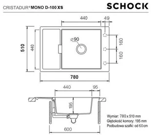 Schock MONO D-100XS Stone - Zlewozmywaki - miniaturka - grafika 3
