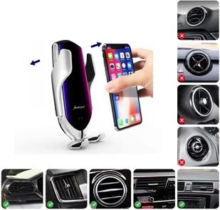 Braders Automatyczny uchwyt samochodowy na telefon srebrny - Uchwyty samochodowe do telefonów - miniaturka - grafika 10