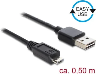 Delock 0.5 m, USB2.0-A/USB2.0 Micro-B 0.5 m USB A Micro-USB B Czarny kabel USB,,,,, 85156 85156 - Kable USB - miniaturka - grafika 2