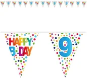 Gadżety dla niej i dla niego - Folat Baner flagi "9 Urodziny - Tęczowe Kropki", FOLAT, 1000 cm FL27109 - miniaturka - grafika 1