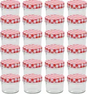 Pojemniki kuchenne - vidaXL Szklane słoiki na dżem, biało-czerwone pokrywki, 24 szt, 110 ml vidaXL - miniaturka - grafika 1