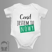 Body dla niemowląt - Jestem tu nowy - body dziecięce z nadrukiem - miniaturka - grafika 1