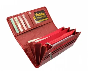PolskaGalanteria.pl Portfel Damski PolskaGalanteria Z Wstawką Długi Max Z Suwakiem Skóra Naturalna CZERWONY WZÓR III KP D13-WST - Portfele - miniaturka - grafika 5