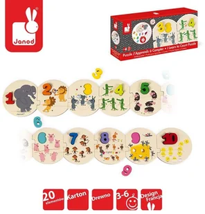Janod Drewniane Puzzle Uczę się Liczyć Cyferki - Układanki dla dzieci - miniaturka - grafika 4