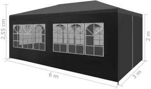vidaXL Namiot imprezowy, 3 x 6 m, antracytowy - Pawilony ogrodowe - miniaturka - grafika 10