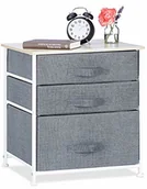 Regały - Relaxdays system regałów, regał z szufladami, różne warianty, Universale szafka z szufladami, metalu i drewna, szary - miniaturka - grafika 1