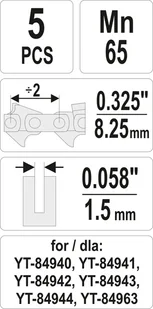 Yato ZESTAW OGNIW ŁĄCZĄCYCH DO ŁAŃCUCHA 0,325" 0,058" 5SZT Yato YT-84975 ZYSKAJ RABAT 30 ZŁ YT-84975 - Łańcuchy i liny stalowe - miniaturka - grafika 4