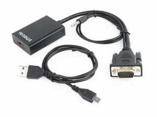 Gembird Konwerter VGA do HDMI 15 cm czarny A-VGA-HDMI-01 - Złącza, przejściówki, adaptery - miniaturka - grafika 6