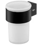 Akcesoria łazienkowe - Bisk Kubek łazienkowy FUTURA znal + szkło matowe czarny - miniaturka - grafika 1