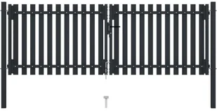 VidaXL Dwuskrzydłowa brama ogrodzeniowa, stal, 306x150 cm, antracytowa 146351 VidaXL - Akcesoria do ogrodzeń - miniaturka - grafika 3